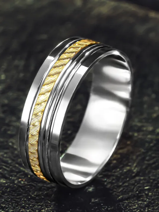 Erkek Gümüş Alyans - Bombeli Altın Şerit 925 Ayar Erkek Yüzük