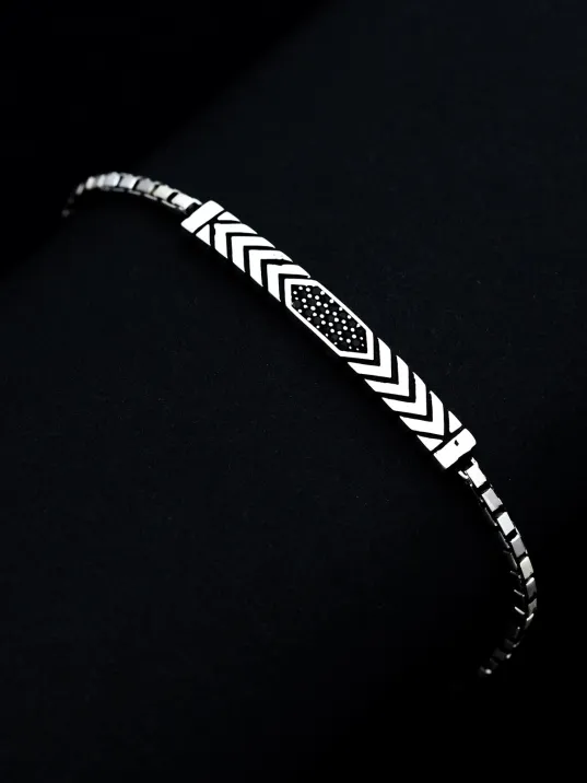 Erkek Gümüş Bileklik - Küp Zincirli Omega Model 3 Gümüş Bileklik