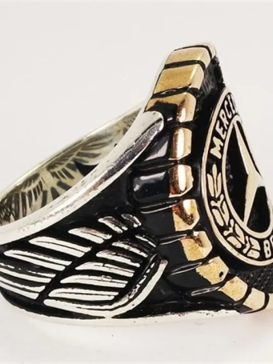 Mercedes Amblemli Logolu Erkek Gümüş Yüzük