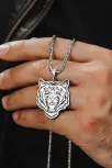 Erkek Gümüş Kolye - Kaplan İşlemeli Kral Zincirli Erkek Kolye Erkek Gümüş Kolye - Kaplan İşlemeli Kral Zincirli Erkek Kolye