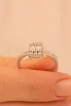 Kadın Gümüş Yüzük -  Dilruba Baget Taşlı Kare Model Kadın Yüzük