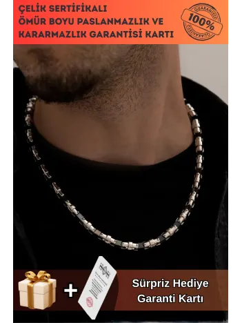 Boru Model Paslanmaz Çelik Erkek Kolye
