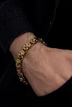 Altın Kaplama Erkek Bileklik Paslanmaz Çelik Desenli