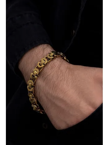 Altın Kaplama Erkek Bileklik Paslanmaz Çelik Desenli