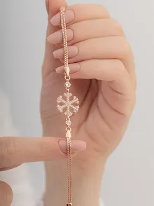 Kadın Gümüş Bileklik - Kar Tanesi Gümüş Bileklik Zirkon Taşlı Rose