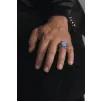 Paraiba Taşlı Yanları Zirkon Taş Süslü 925 Ayar Gümüş Erkek Yüzük GYZAQUAMRIN-MAV Paraiba Taşlı Yanları Zirkon Taş Süslü 925 Ayar Gümüş Erkek Yüzük GYZAQUAMRIN-MAV