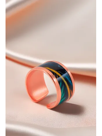 Kadın Bakır Yüzük - Galassia Model Özel Baskı Metal Kutu Ve Kuvars Taşı