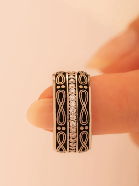 Kadın Gümüş Yüzük - 925 Ayar Sonsuzluk Model Gümüş Alyans Yüzük