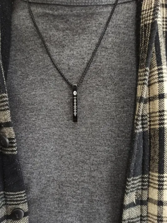 Spotify Şarkı Kodlu Çelik Siyah Bar Çubuk Kolye Blok Zincir CKLSPOTYKLY-SYH