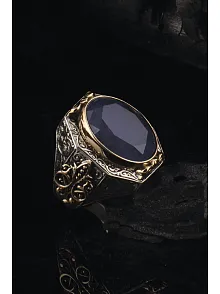 Lacivert Zirkon Taşlı Erkek 925 Ayar Gümüş Yüzük GYZ00ZIRCON-LCV
