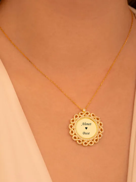 Kişiye Özel İsimli Altın Kaplama Sonsuzluklu Bayan Gümüş Kolye