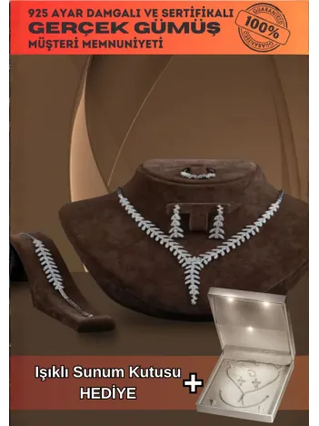 Bengi Bayan Zirkon Taşlı Gümüş Su Yolu Set - Kolye, Bileklik, Küpe, Yüzük