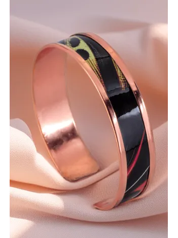 Kadın Bakır Bileklik Yüzük Set- Sofia Model Özel Baskı Metal Kutu Ve Kuvars Taşı