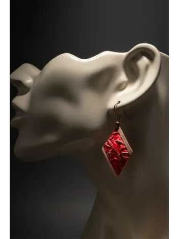 Kadın Bakır Küpe - Kırmızı Tutkunun Rengi Model Bakır Kadın Küpe