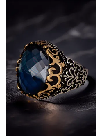 Erkek Renk Değiştiren Zirkon Taşlı İnce Kibar 925 Ayar Gümüş Yüzük