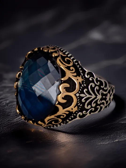 Erkek Renk Değiştiren Zirkon Taşlı İnce Kibar 925 Ayar Gümüş Yüzük