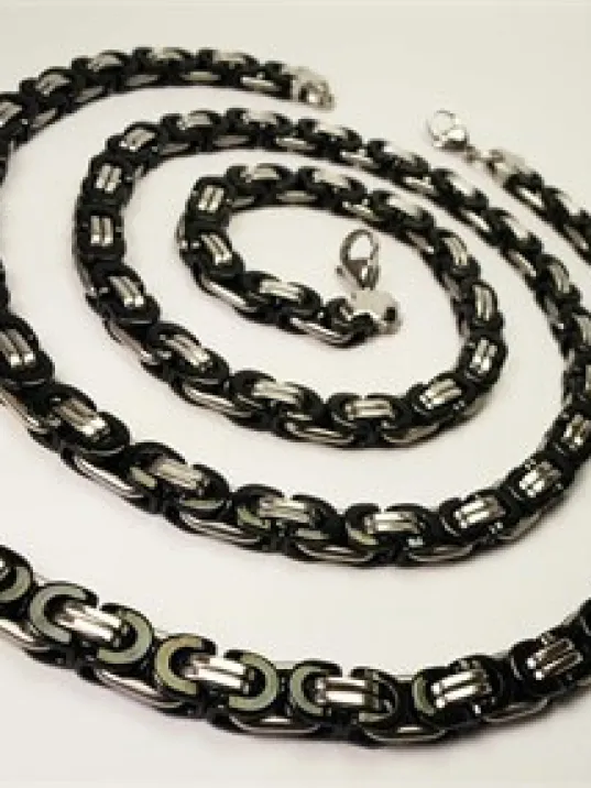 ERKEK ÇELİK ZİNCİR KOLYE VE BİLEKLİK SET YASSI MODEL ORTA KALINLIKTA ERKEK ÇELİK ZİNCİR KOLYE VE BİLEKLİK SET YASSI MODEL ORTA KALINLIKTA