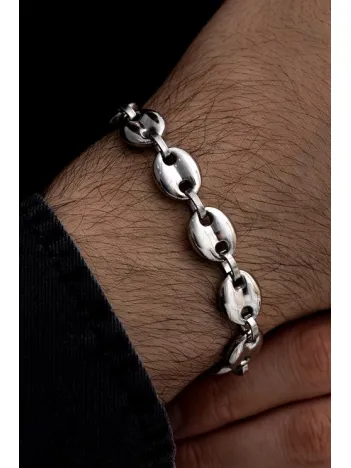 Gemici Model Erkek Çelik Bileklik Künye Orta Kalınlıkta