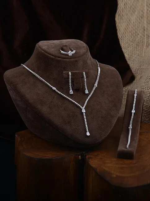 Lavinya Bayan Gümüş Su Yolu Set - Kolye, Bileklik, Küpe, Yüzük