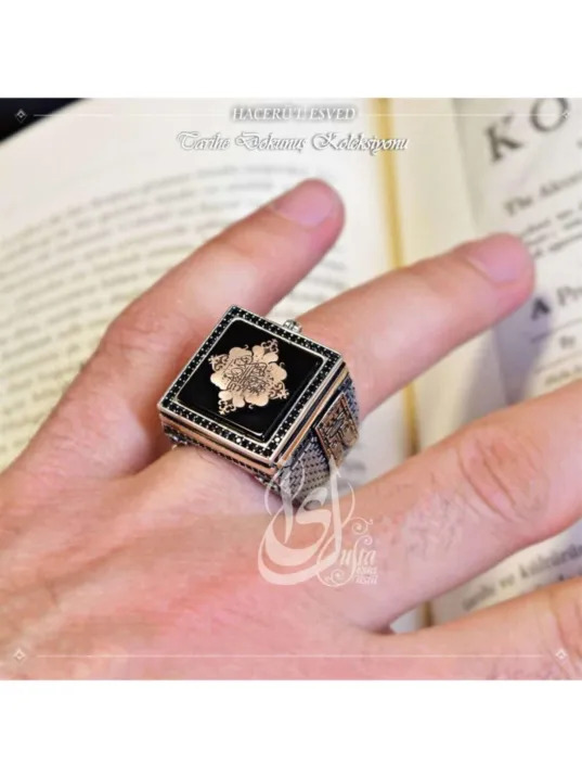 Islam Usta Tasarımı Hacer'ül Esved Gümüş Erkek Yüzük
