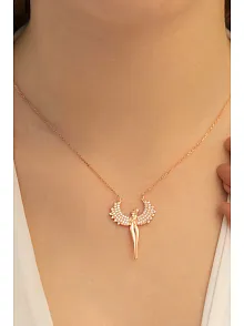 Kadın Gümüş Kolye - Sevgili Heykel Model Melek Kanatlı 925 Ayar Gümüş Kolye Gklheykelml-gms