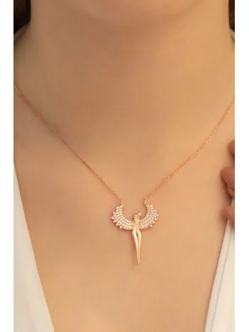 Kadın Gümüş Kolye - Sevgili Heykel Model Melek Kanatlı 925 Ayar Gümüş Kolye Gklheykelml-gms