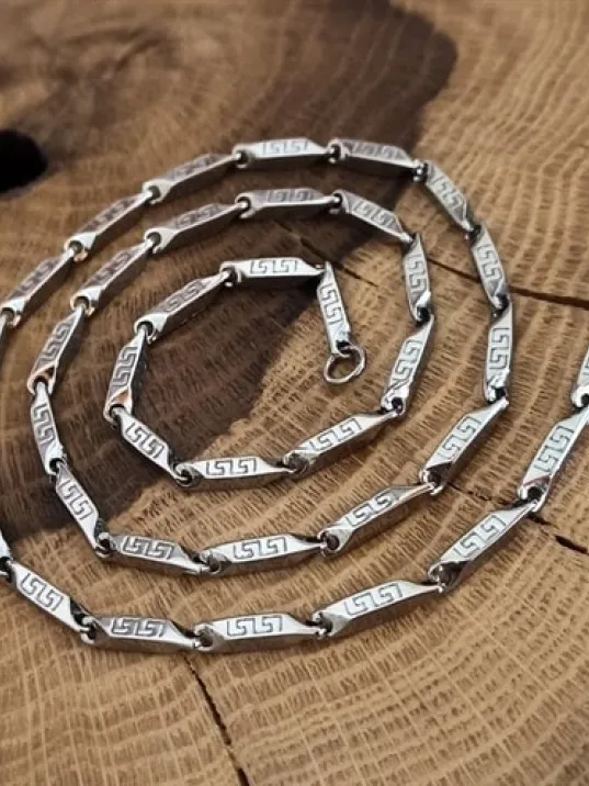 Grek Desen İnce Kibar Model Erkek Çelik Kolye Zincir CKLGMSIGREK Grek Desen İnce Kibar Model Erkek Çelik Kolye Zincir CKLGMSIGREK