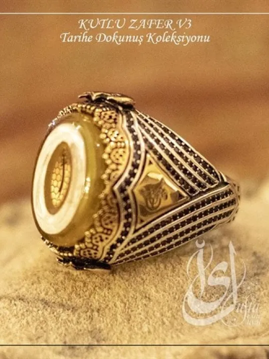 İslam Usta Tasarımı Kutlu Zafer Model 3 Gümüş Erkek Yüzük