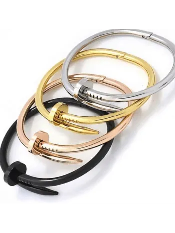 Erkek Bayan Çelik Bileklik - Paslanmaz Spiral Çelik Çivi Bileklik-Rose