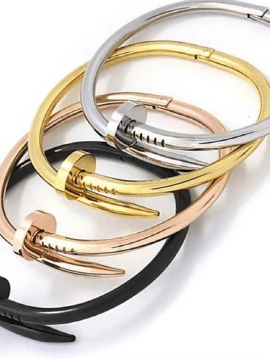 Erkek Bayan Çelik Bileklik - Paslanmaz Spiral Çelik Çivi Bileklik-Rose