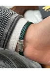 Erkek Bileklik - Taşlı Desenli Kare Model Erkek Çelik Bileklik
