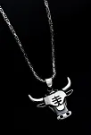 Erkek Gümüş Kolye - Chicago Bulls - Boğa Kafası Figürlü Erkek Kolye