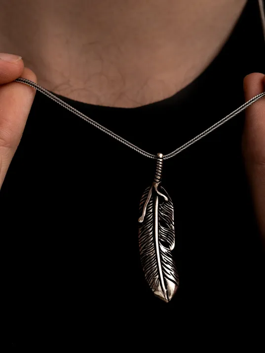 Büyük Boy Tüy Erkek Gümüş Kolye Zincir Büyük Boy Tüy Erkek Gümüş Kolye Zincir