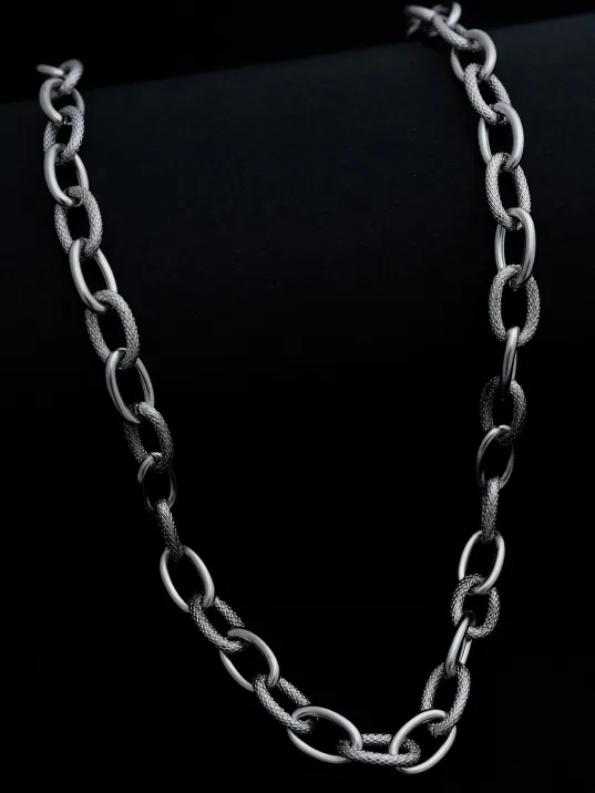 Erkek Çelik Kolye - Desenli Halka Model Çelik Kolye