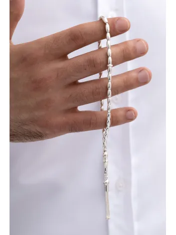 Gümüş Tespih Arpa Kesim Orta Boy 15gr