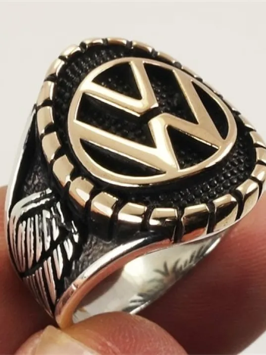 Volkswagen Amblemli Logolu Erkek Gümüş Yüzük