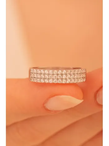 Kadın Gümüş Yüzük - Zirkon Taşlı Paris 925 Ayar Gümüş Kadın Yüzük