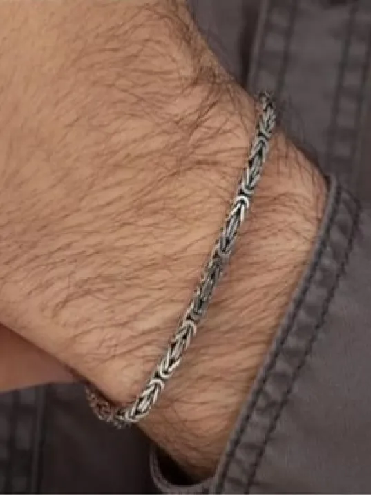 Gümüş Erkek Kral Bileklik Künye Kare Model