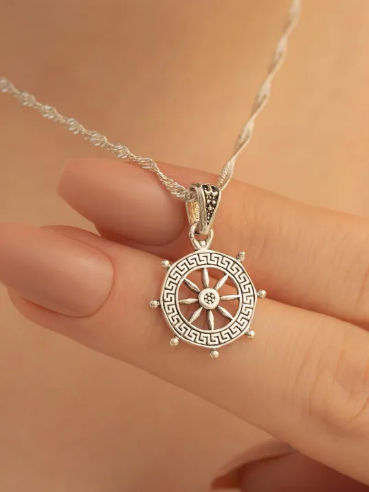 Gemi Dümeni Gümüş Bayan Kolye Zincir