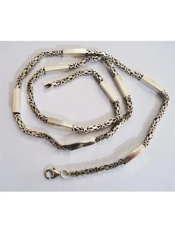 3,5mm Kral Gümüş Erkek Kolye Zincir Kare Parçalı Şarnelli Model 3,5mm Kral Gümüş Erkek Kolye Zincir Kare Parçalı Şarnelli Model