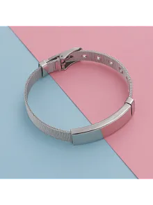 Erkek Çelik Bileklik - İsim Yazılabilir Hasır Kordon Kemer Model Erkek Bileklik