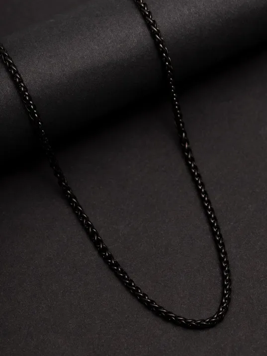 Yuvarlak Kral Model Siyah Çelik Erkek Kolye Zincir 3mm Orta Kalınlıkta