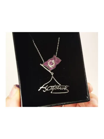 Kadın Gümüş Kemal Atatürk İmzalı Ay Yıldız Büyük Boy Kolye