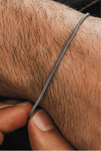 Erkek Gümüş Bileklik - 2mm Tilki Kuyruğu Model Gümüş Bileklik