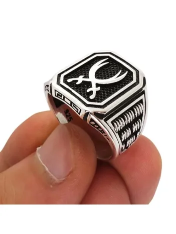 Çift Zülfikarlı Gümüş Erkek Yüzük