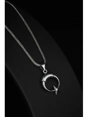 Erkek Gümüş Kolye - Küçük Model Ay Yıldız Motifli Tilki Kuyruğu Zincir Erkek Gümüş Kolye