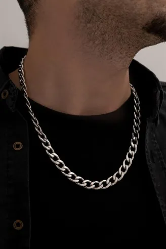 Erkek Çelik Kolye - 11mm Gurmet Model Kalın Paslanmaz Çelik Kolye