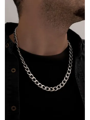 Erkek Çelik Kolye - 11mm Gurmet Model Kalın Paslanmaz Çelik Kolye