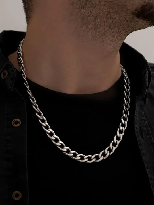 Erkek Çelik Kolye - 11mm Gurmet Model Kalın Paslanmaz Çelik Kolye