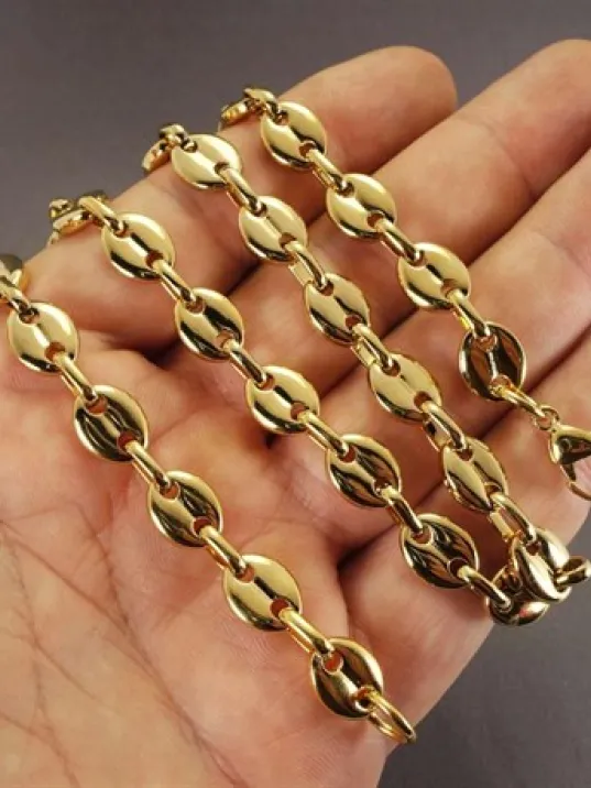 Gemici İnce Model Çelik Erkek Kolye Zincir Altın Kaplama